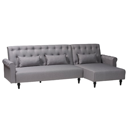 Baxton Studio Chesterfield Retro-Modern Slate Grey Fabric Upholstered Convertible Sofa Bed 245-13751-ZORO
